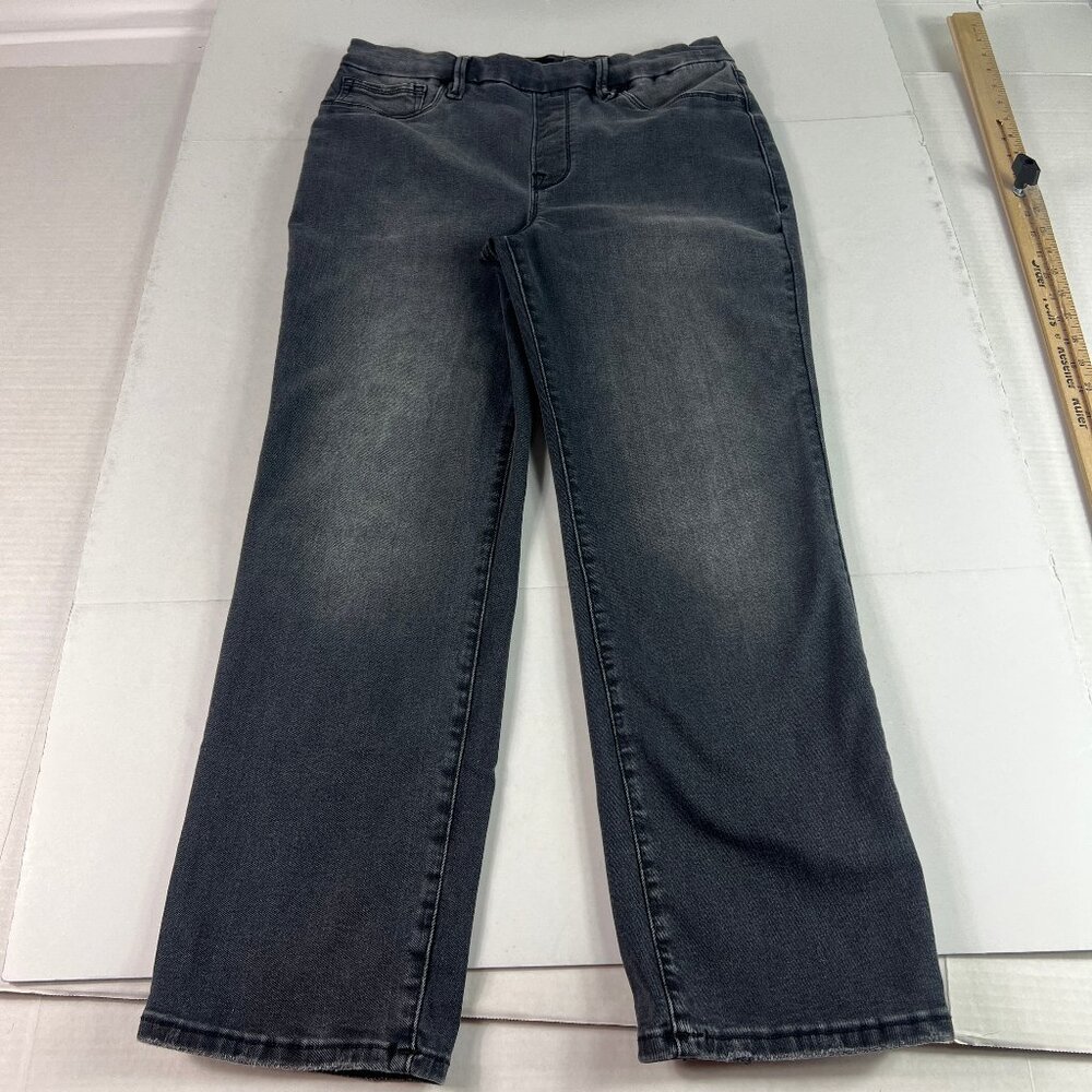Good American Jeans Women's 31x26* Pull On Straight Crop Black Faded Denim Tag L